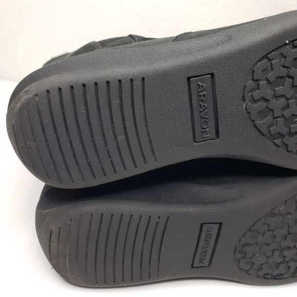 Aravon Womens Fairlee Black Leather Mid Winter Wedge Boots Waterproof Size 8 US - Picture 13 of 16